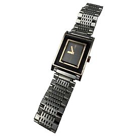 Yves Saint Laurent Orologio da polso vintage Saint Laurent in acciaio inossidabile nero e argento Nero