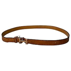 Cinturón de cuero vintage Hermès Tan Caramel Hebilla Dorada Camello