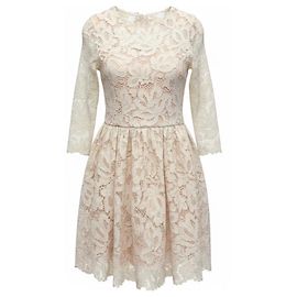 Vestido mini de renda branco / nude Alexis Branco