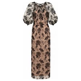 Robe Naomi en dentelle florale nude Lela Rose Beige