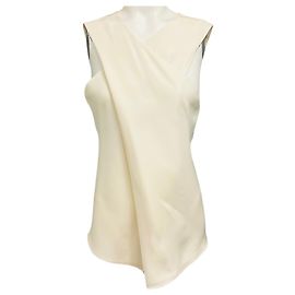Céline Top sem mangas de seda mulberry marfim Celine Bege