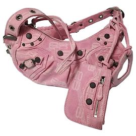 Balenciaga Le Cagole Borsa a Tracolla Denim Monogramma Rosa Rosa