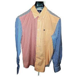 Camisa Façonnable de rayas multicolor para hombre Blanco Roja Azul Naranja