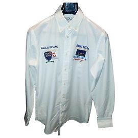 Camisa Paul & Shark blanca de algodón con bordados Blanco