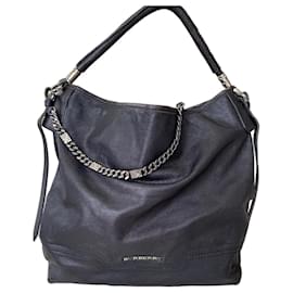 Burberry Black Leather Chain Handbag Black