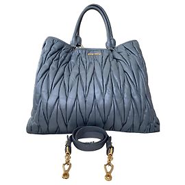 Miu Miu Matelassé Grey Leather Handbag Grey