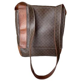 Céline Celine Bolsa de Ombro em Canvas Revestido Triomphe e Couro Marrom Marrom