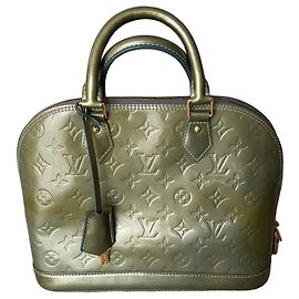 Louis Vuitton Alma Cuir Verni Vert Kaki Vert