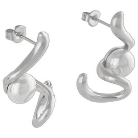 Autre Marque Pendientes de plata retorcidos con perlas Plata Blanco