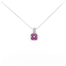 Autre Marque Pt900 Pt850 Ruby Diamond Necklace Red