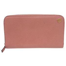 Carteira longa de couro de bezerro rosa Gucci Rosa