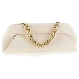 Autre Marque Themoirè Bios Leather Clutch Bag - Cream Cream