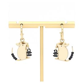 Pendientes de aro Chanel negro y crema Negro Crudo