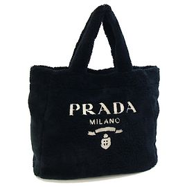 Sac cabas Prada Terry 1BG130 noir en polyester Noir Blanc