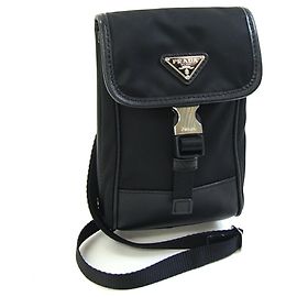 Borsa a tracolla in nylon nero e pelle Prada Nero