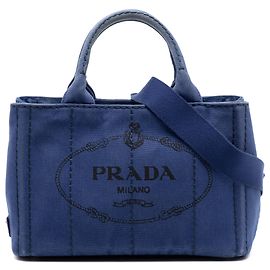 Bolsa Prada Blue Small Canvas Canapa Logo Azul Azul escuro