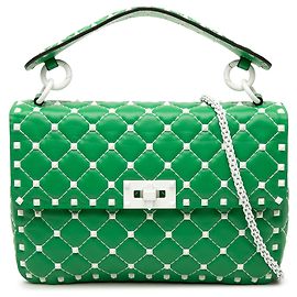 Bolsa Valentino Green Medium Nappa Rockstud Spike Verde