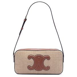 Céline Bolsa de ombro Celine Cuir Triomphe em lona bege e couro de bezerro Bege
