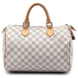 Louis Vuitton White Damier Azur Speedy 30 Blanc