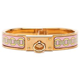Pulsera Hermès Clic Anneau PM de esmalte estrecho estampado rosa Rosa Otro
