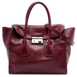 Sac à main Prada Red Glace Calf Sound Lock Rouge Bordeaux