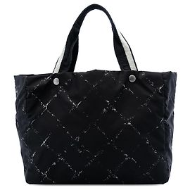 Chanel Black Old Travel Line Nylon Tote Black