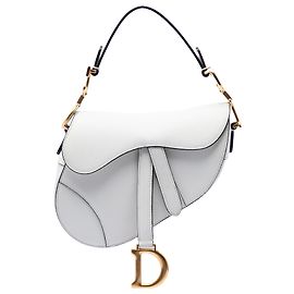 Bolsa Saddle em couro de bezerro granulado branco da Dior Branco