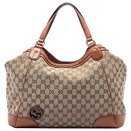 Gucci Brick Lane Tote aus beigefarbenem GG Canvas in Medium Beige