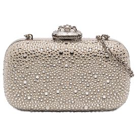 Clutch Spider em cetim marrom com detalhes em cristal Alexander McQueen Marrom Bege