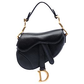 Bolsa Saddle Dior em micro pele de cabra preta Preto