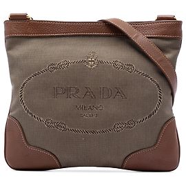 Bolsa transversal Prada em lona bege Canapa com logótipo Bege