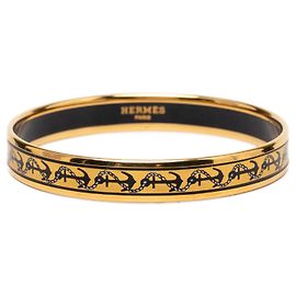 Pulseira Hermès Yellow Narrow Anchor and Rope Enamel Bangle 65 Amarelo