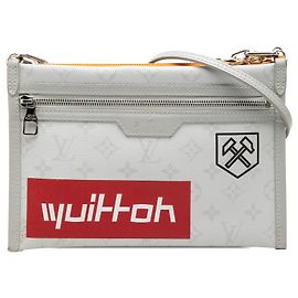 Louis Vuitton Gray Monogram Antartica Double Flat Messenger Marrone Grigio