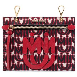 Miu Miu Red M/M Paris Emiuticon Jacquard and Goatskin Pouch Red