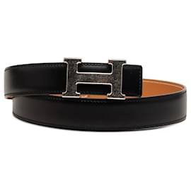 Hermès Reversibler Gürtel Black Box Calf Constance H Martelee Schwarz