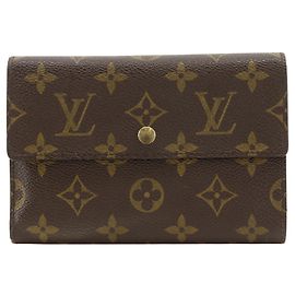 Cartera tríptico Louis Vuitton en lona Monogram marrón Castaño