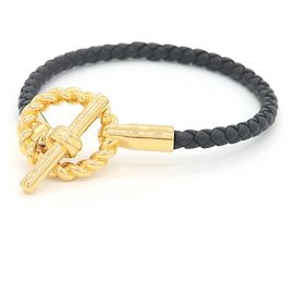 Hermès Bracciale Charm Glenan Godronne Hermes Nero