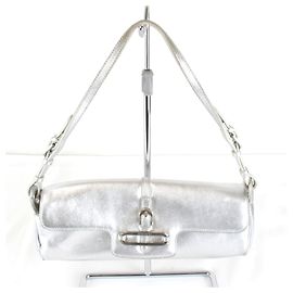 Jimmy Choo Silver Leather Handbag Silvery