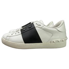 Baskets Valentino Garavani Rockstud Blanc Noir en Cuir 41.5 Noir Blanc
