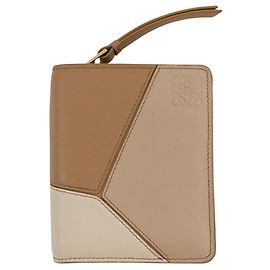 Carteira Bi-Fold Loewe Puzzle Compact Marrom Bege Cru
