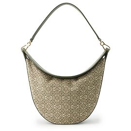 Bolsa de ombro Loewe Luna em couro jacquard Caqui