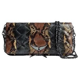 Zadig & Voltaire Bolso de mano Rockstud piel estampado pitón Castaño Impresión de pitón