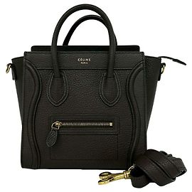Céline Bolsa de mão Celine Luggage Nano Shopper de couro Marrom
