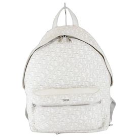Christian Dior White Canvas and Leather Backpack White