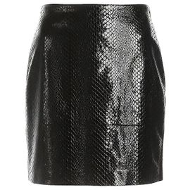 Alaïa Mini-jupe en cuir noir à imprimé serpent et lacets Noir Imprimé python