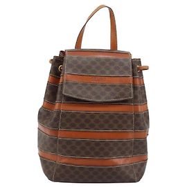 Céline Celine Vintage Macadam Backpack Canvas and Leather Brown