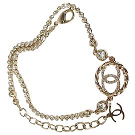 Collier choker Chanel Crystal CC en métal doré Doré Métallisé