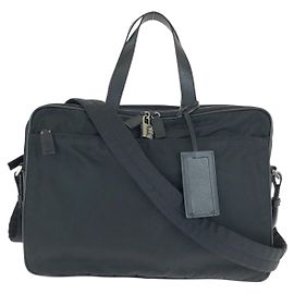 Prada Nylon Leather 2way Briefcase Black