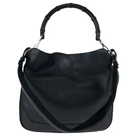 Gucci Bamboo Leather 2WAY Handbag Shoulder Bag Black