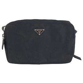 Borsa a Spalla Prada Nylon Tessuto Triangle Logo Nero